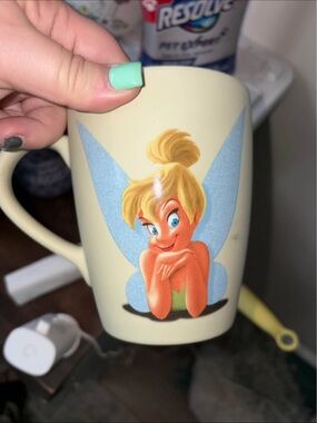 Tinker Bell Cream Ceramic Mug with Blue Wings
